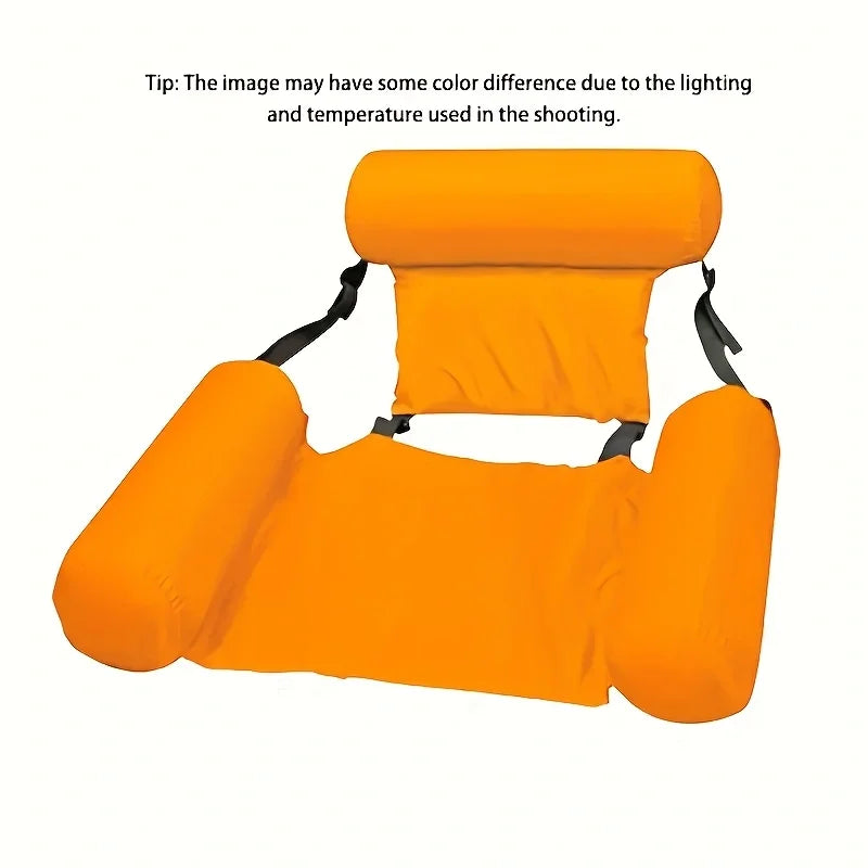3-Tube Inflatable Pool Float Lounge, Foldable Colorful Pattern Floating Raft, Portable Pool Party & Beach Tanning Lounger Float
