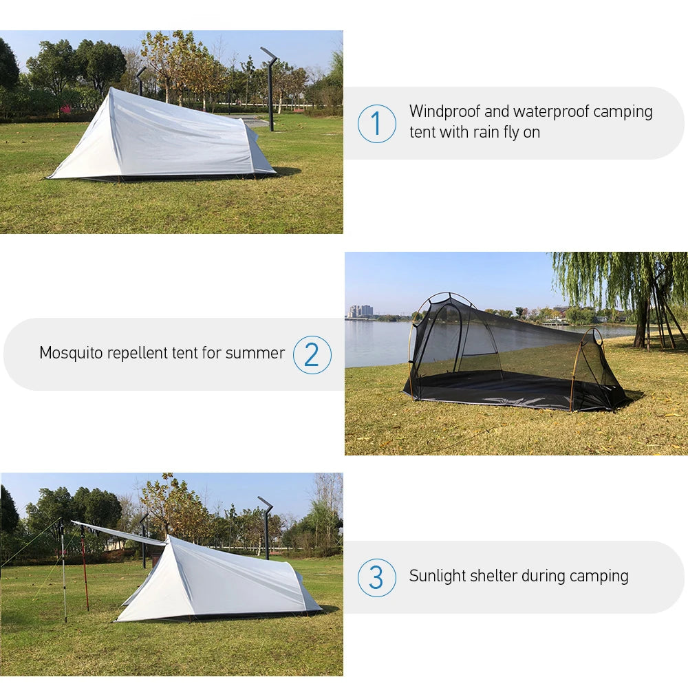 Camping Tent 2 Person Outdoor Tent For Camping Biking Hiking Muntaineering Beach Water Resistant 210D Oxford Material