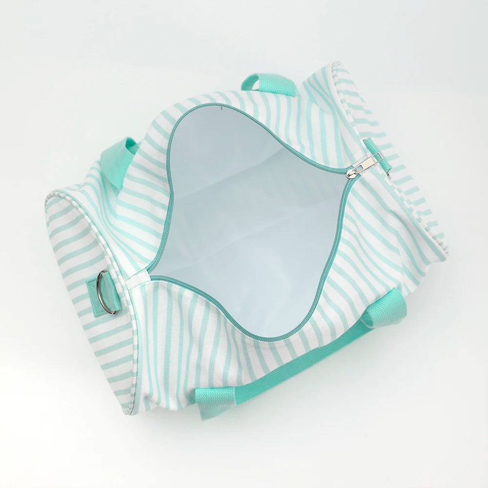 Striped Duffle Bag Women Canvas Travel Overnight Bag With Detachable Adjusted Strap Weekender Bag Vacation