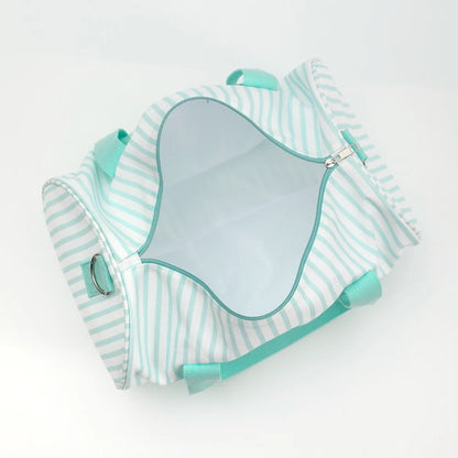 Striped Duffle Bag Women Canvas Travel Overnight Bag With Detachable Adjusted Strap Weekender Bag Vacation