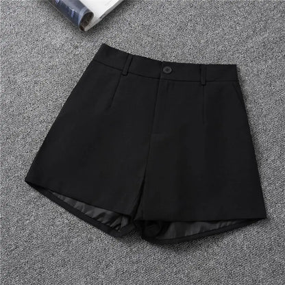 Women Suit Shorts Elegant High Waist White A Line Wide Leg Suit Short Commute Summer Suit Shorts Casual Slim Hot Short Pants