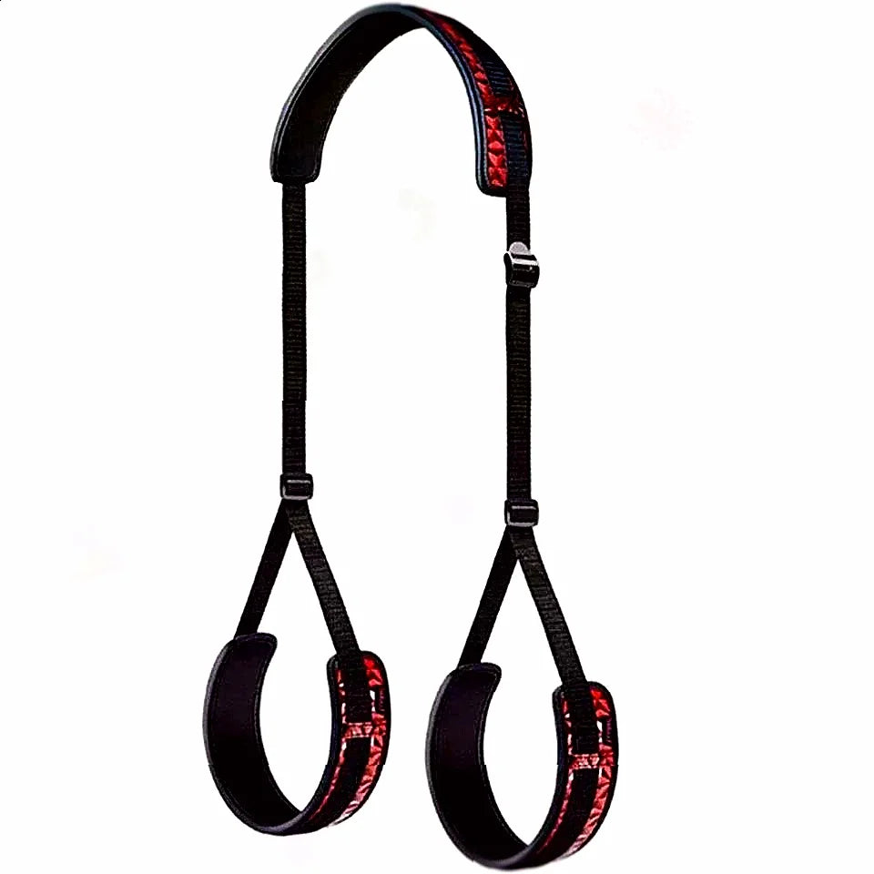 Sex Swing Bondage Kit Utilizes Thigh Restraint Sling Mechanisms To Ensure Secure Leg Binding For Adult Slave Roleplay Scenarios