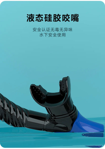 Diving Mask Snorkeling Full Dry Breathing Tube Set, Large Frame Swimming Goggles, Liquid Silicone Diving Mask