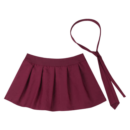 Womens Plaid Pleated Skirts With Necktie Harajuku Mini Japanese Preppy Schoolgirls Uniforms Kawaii Skirts Ladies Cosplay Costume