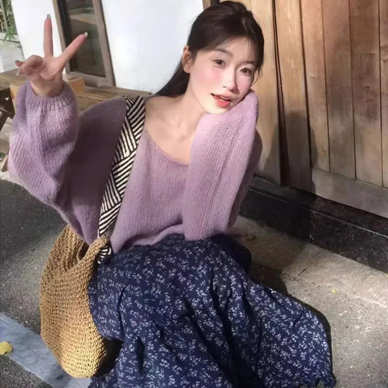 New Elegant Dark Blue Floral Women High-Waisted Retro Blue Floral Skirt Female A-line Skirt Casual Lazy Wind Long Skirt