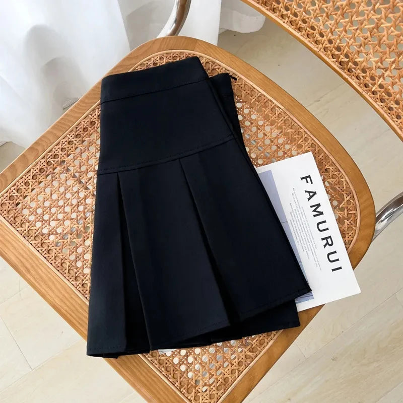 MEXZT JK Preppy Black Mini Skirt Women Y2K Streetwear High Waist Pleated Skirts Summer Korean Fashion All Match A Line Skirt New