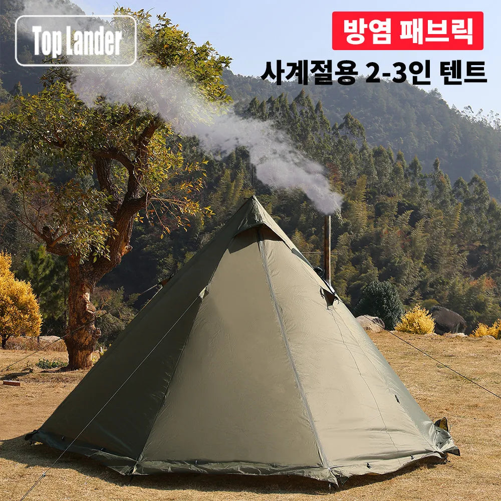 4 Season Hot Tent with Stove Jack Winter Teepee Tent Waterproof Camping Tipi Tent for 2 3 4 Person Outdoor Bushcraft Hiking