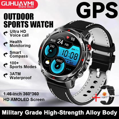 2026 New Outdoor Sport GPS Position Smart Watch Men 3ATM Waterproof Compass Altimeter 540mAh BT Call Fitness Watch