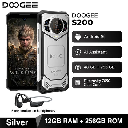 Global Version DOOGEE S200 5G Rugged Phone 12GB +256GB 6.72" Display 100MP AI Main Camera 10100mAh Mobilephone Android 16 NFC