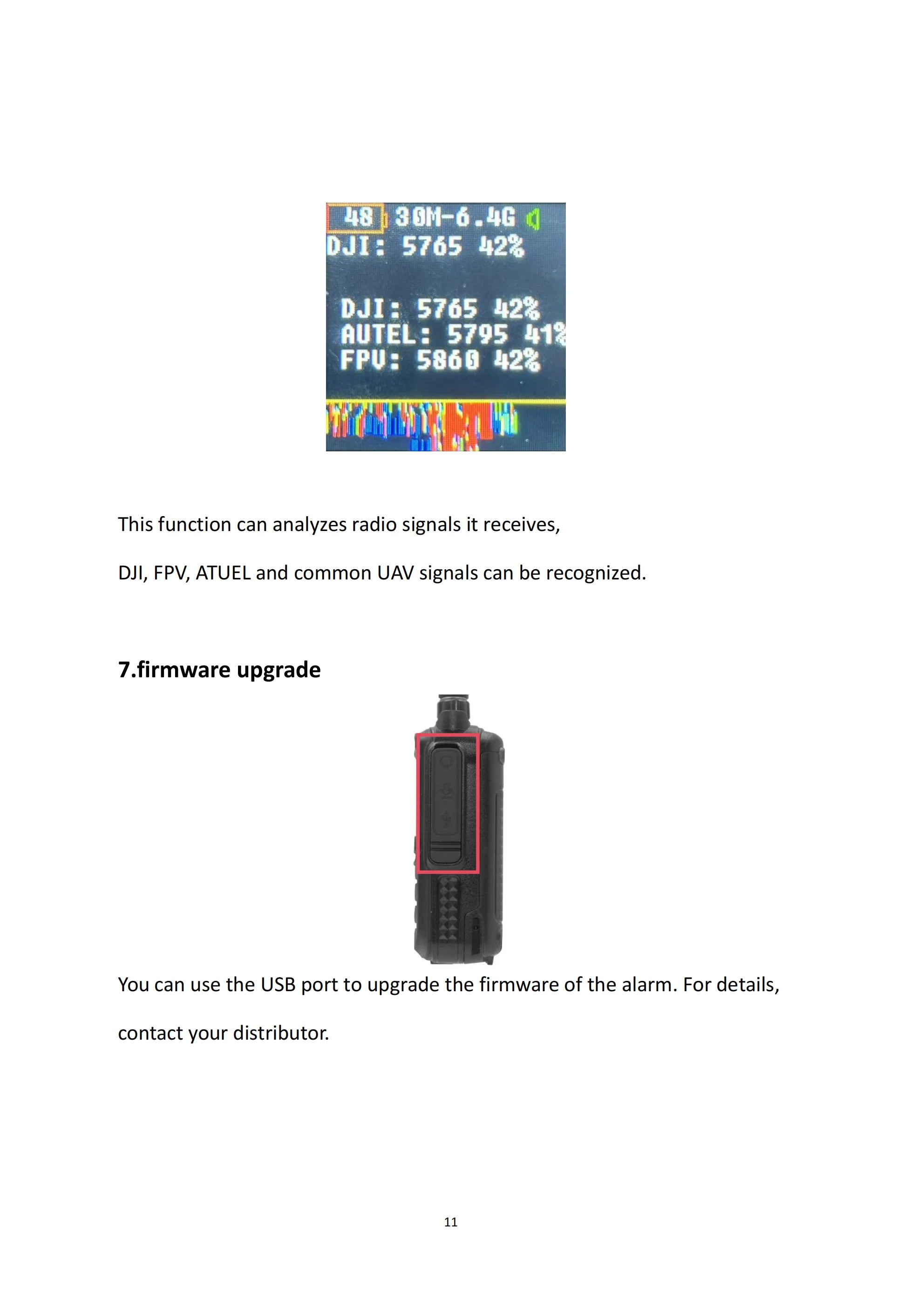 Drone Detector 2KM Long Distance UAV Detection Device Handheld 30-6400MHz Detection Drone Alarm Drone Video Transmission Signals