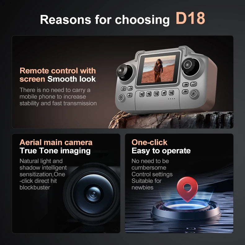 2025 D18 Drone 8K Aerial HD Dual Camera Photography Intelligent Obstacle Avoidance Brushless Motor 5G WIFI GPS Return VR Drone