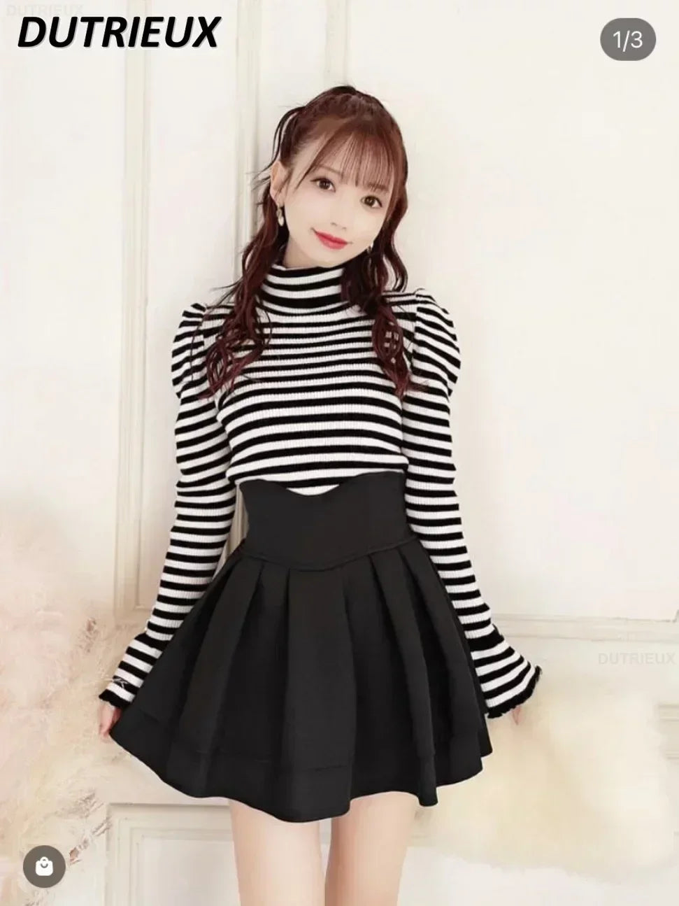 Japanese Lolita Skirts Ruffled Pleated Plaid Skirt Women 2025 Spring New Elastic High Waist Slimming Gentle Mini Skirt Culottes