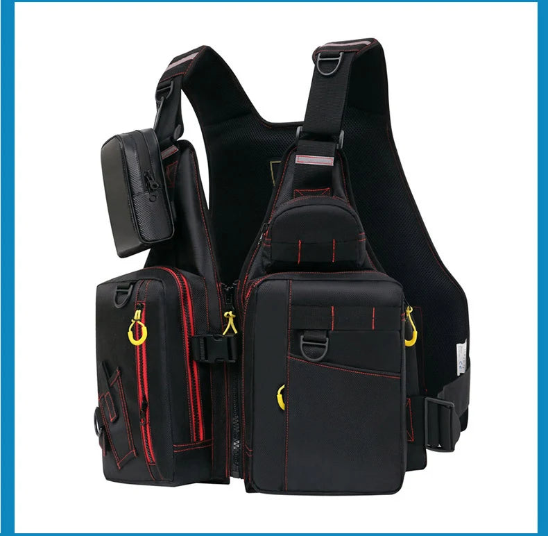 multi-functional life jacket vest for outdoor fishing, a must-have for safety. Multiple pockets for storage, buoyant materials