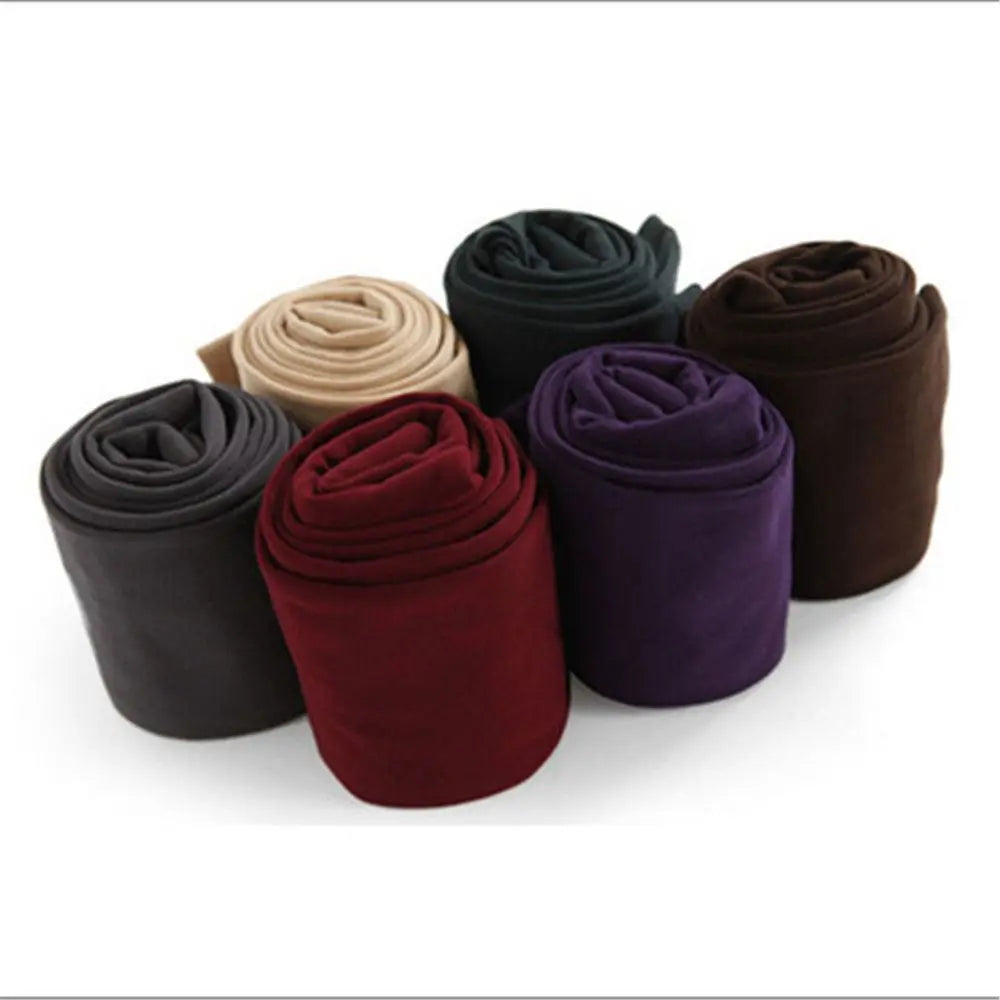 Women Winter Thermal Warm Velvet Thick Pantyhose Fluff Lined Stretch Slim Leggings Pants Ankle-Length
