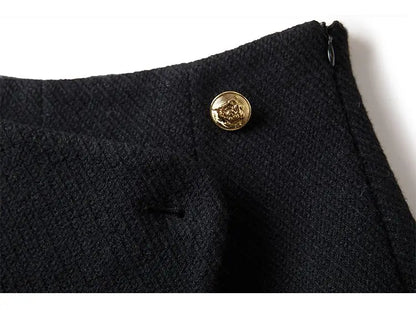 Tweed Wide Leg Shorts Skirts Women Chic Empire All-match Button Minority Elegant A-line Autumn Winter Thick Popular Daily Female