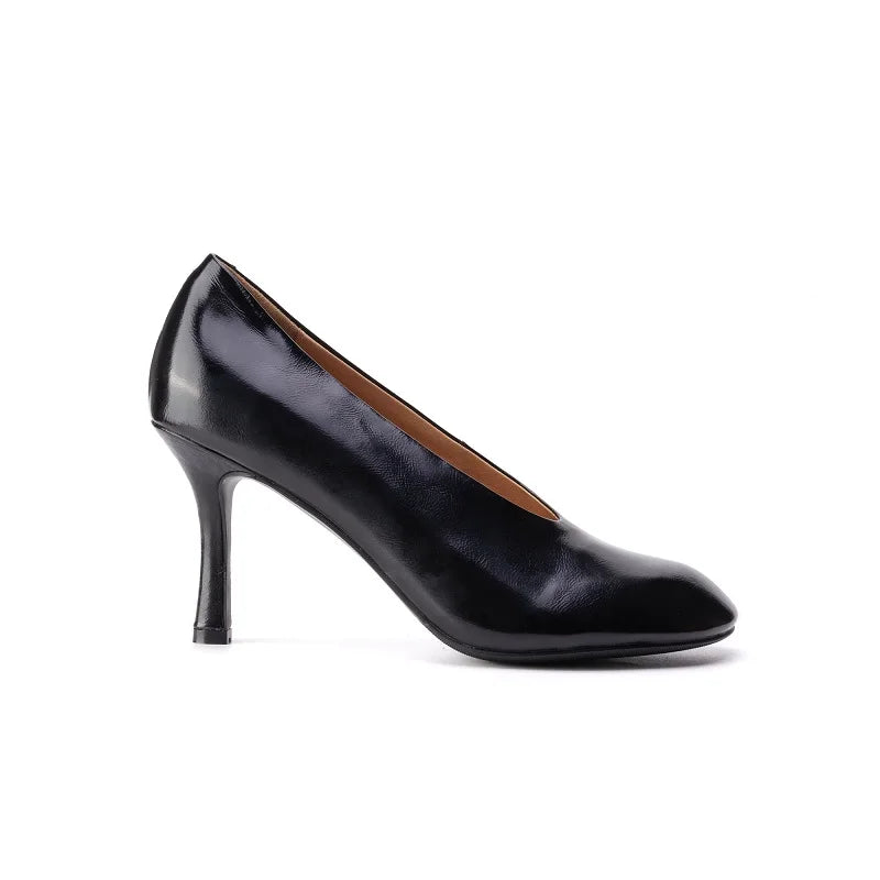 Woman Shoes Sexy Heeled For Retro Pumps French Style Leather Pumps Slip On European Spring High Heels Handmade Vintag Dress Pump