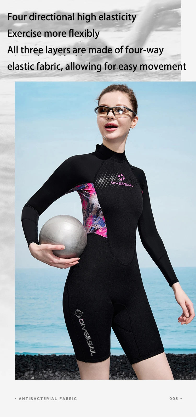 Men Women Wetsuit Shorty 1.5mm Neoprene + Lycra Thermal Swimsuit Diving Suits Front Zipper UV Protection Long Sleeve Surf Suits