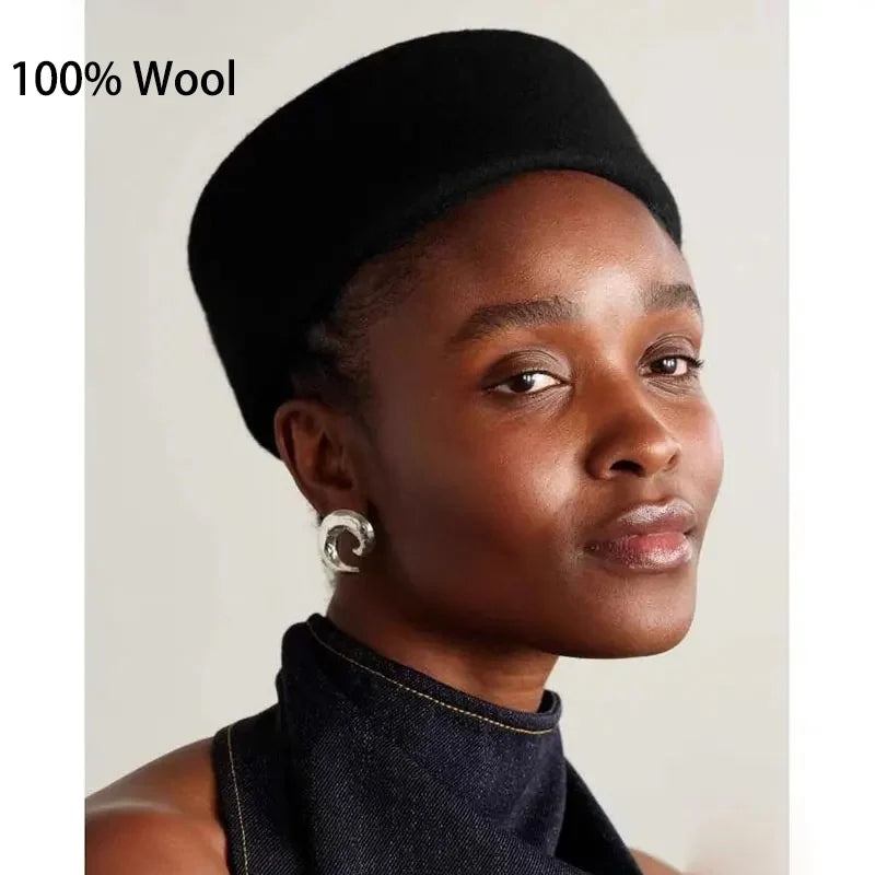 Paris Hats for Women100% WOOL Hard Beret Women Felt Camel Autumn Winter Hat Fedora Fascinator Stewardess Cap Bridal Pillbox Hats