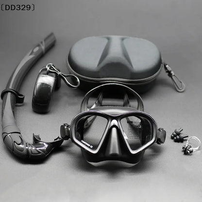 Tempered Glass Freediving Mask Snorkeling Set Foldable Snorkel J-type Diving Mask With Camera Mount〔DD329〕