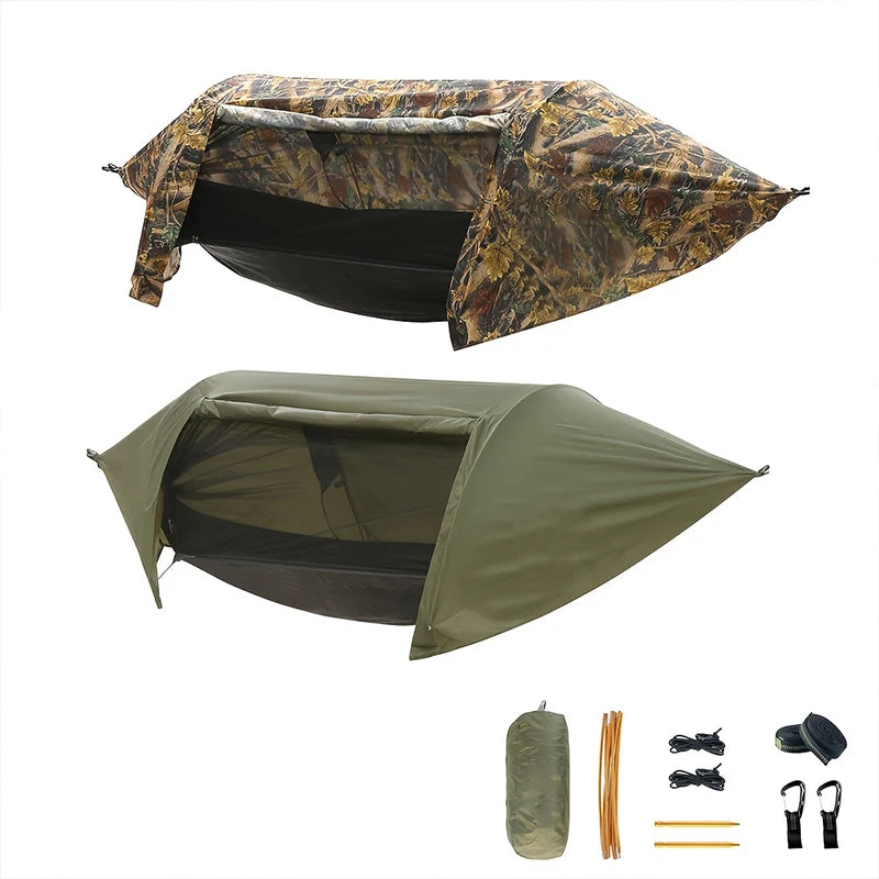 Camping Hammock Tent With Mosquito Net And Rain Fly For 1 Persons Backpacking Bed Lightweight Waterproof Hiking Backyard Outdoor