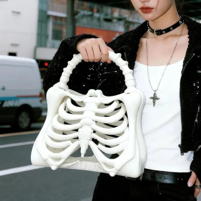 Y2k Women Girls Punk Hiphop Horror Skeleton Bag Original Design Halloween Funny Handbag 3d Print Skull Bag Retro Novelty