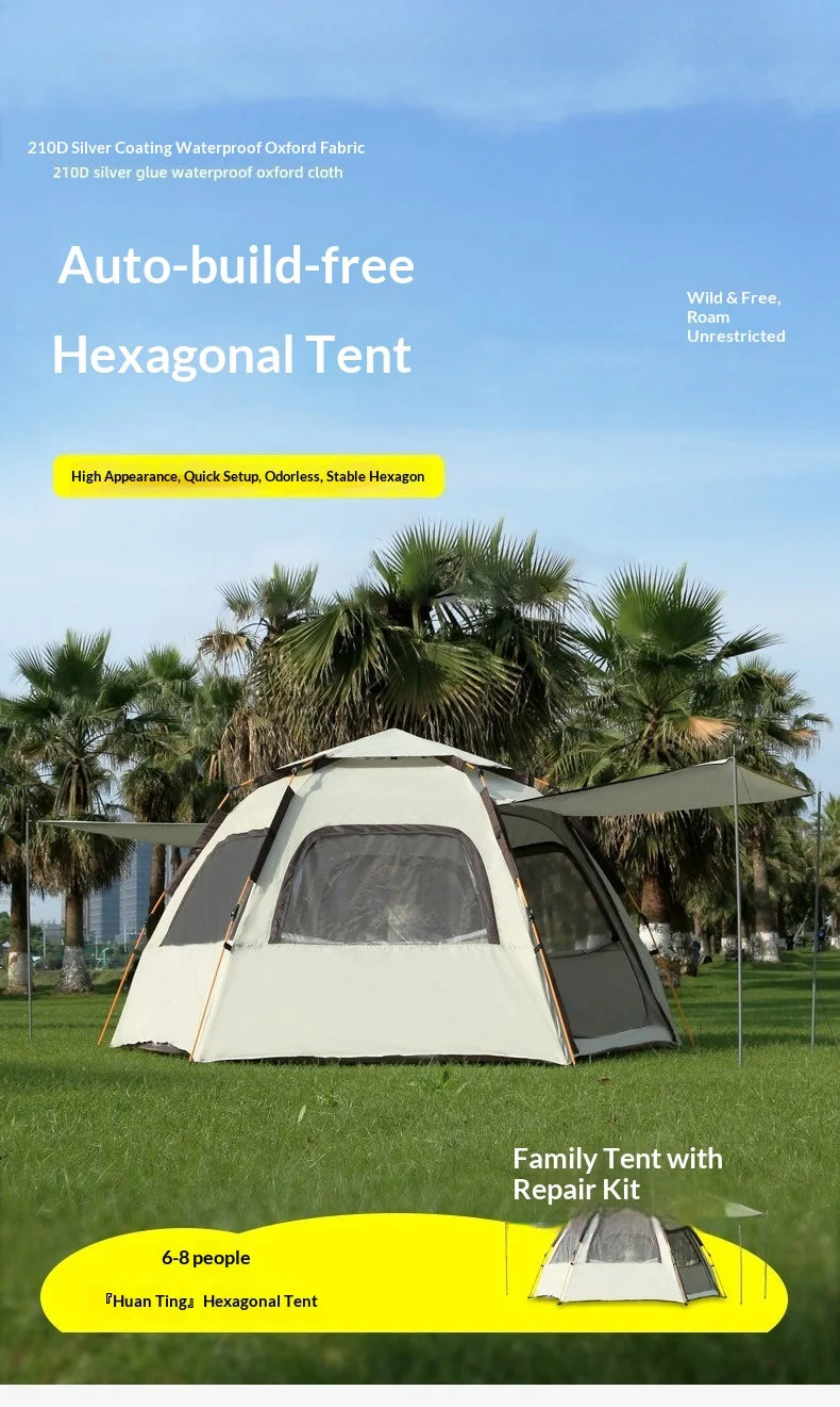 Camping Tents Automatic Pop Up Beach Camping Tent Portable Foldable Waterproof UV Sun Shade Instant Hexagonal Shelter Outdoor