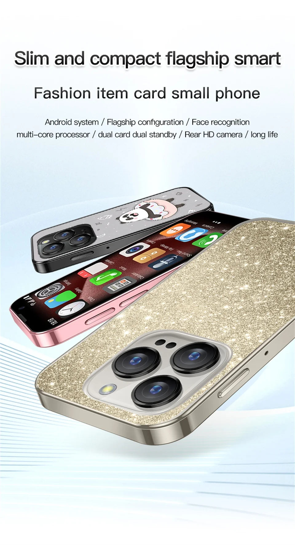 With 2Pcs DIY Stickers New XS18 Pro 2GB RAM 16GB ROM Android 9.0 Face Recognition Dual SIM Dual Standby 3G 3.0" Smartphone