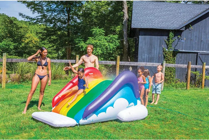 Large Inflatable Water Slide For Swimming Pool With Safety Handles And Water Spray Fun