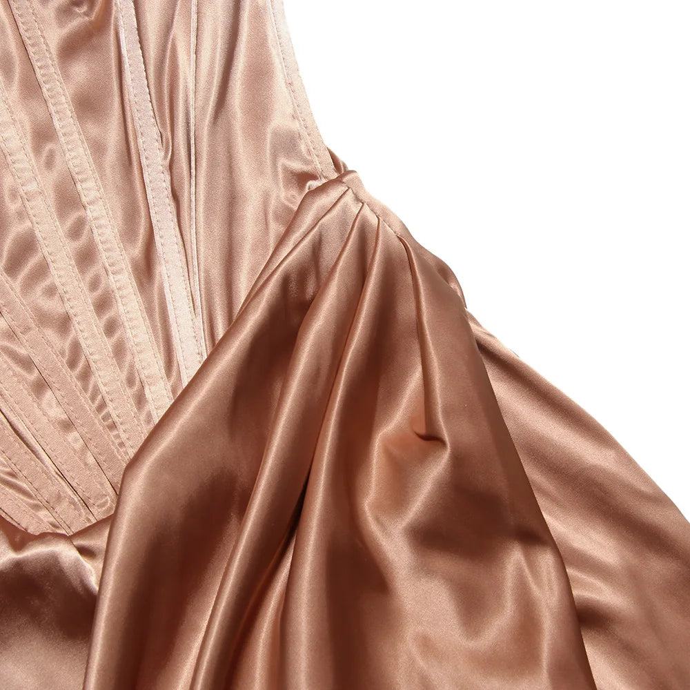 Cryptographic Draped Satin Corset Dresses Bodycon Party Night Club Off Shoulder Gown Elegant Backless Sexy Dress Birthday