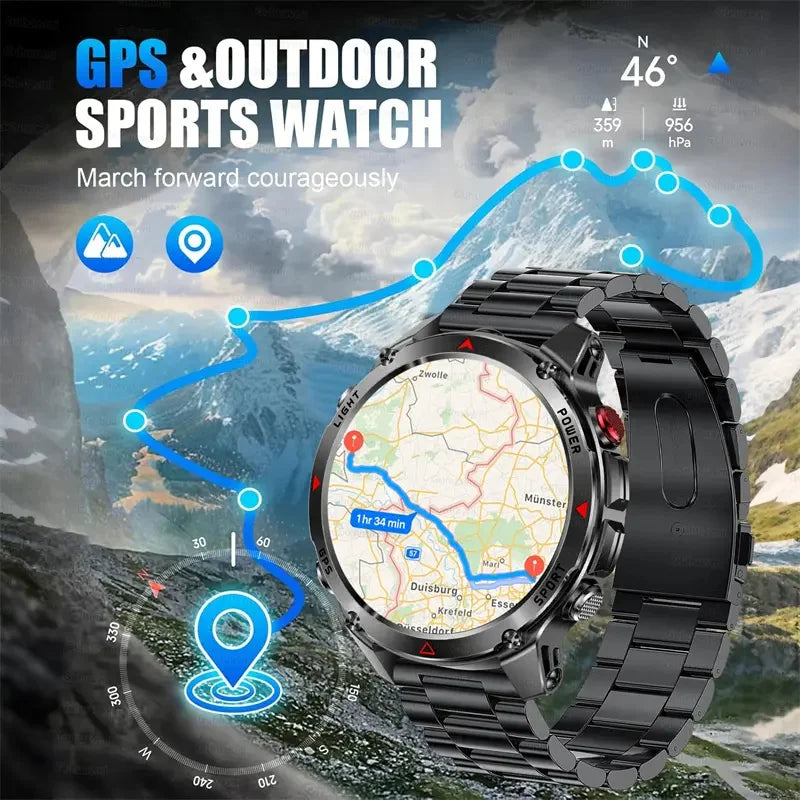 2026 New Outdoor Sport GPS Position Smart Watch Men 3ATM Waterproof Compass Altimeter 540mAh BT Call Fitness Watch