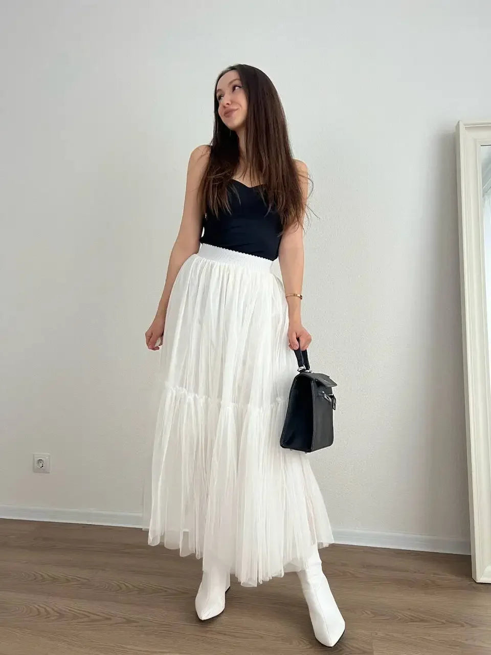 Hirsionsan Pleated Cake Skirts Women 2024 New Korean Harajuku Sweet Lace Skirt Ladies Elegant Party Ball Gown Female Mesh Skirt