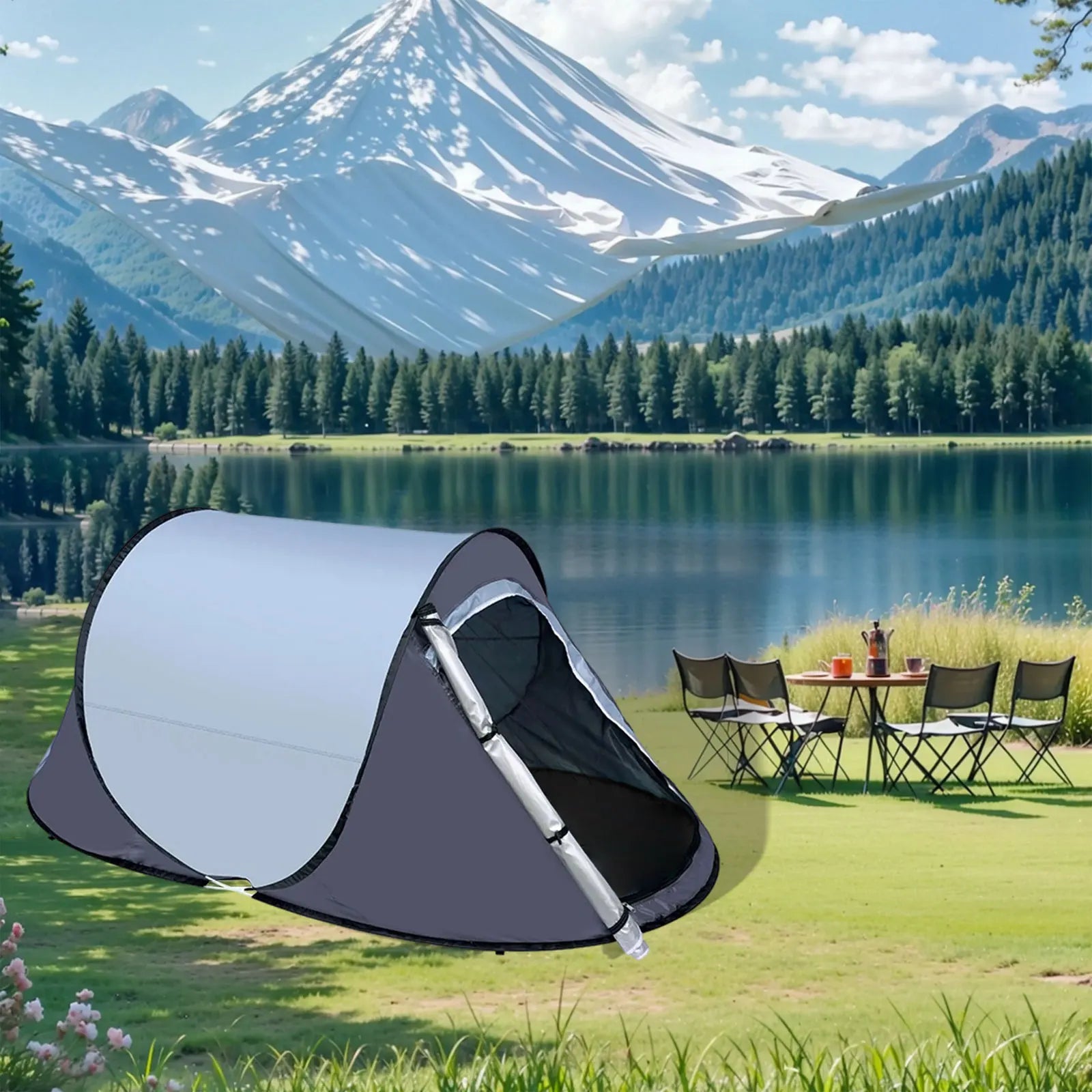 Automatic Instant Pop Up Portable Camping Tent for Outdoor Fishing Hiking Backyard Beach Party with Carry Bag Windproof Setup