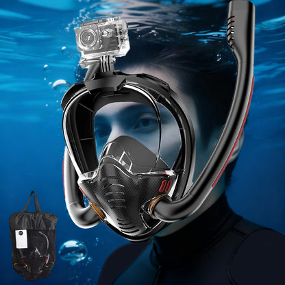 Snorkeling Mask Double Tube Silicone Full Dry Diving Mask Adult Swim Mask Diving Goggles Indoor Self Contained Underwater Breath
