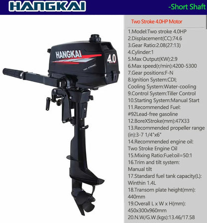 IHOMEINF Powerful 4.0HP-18.0HP Petrol Marine Motor Boat  Engine for the 2.3M-4.6M Assault Boat Canoe Outboards Propeller