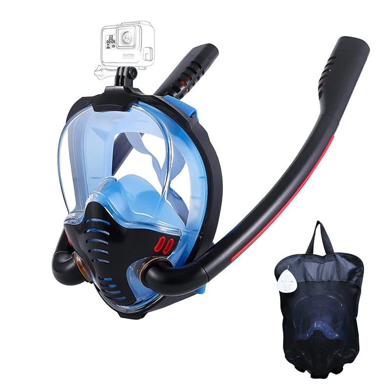 Snorkeling Mask Double Tube Silicone Full Dry Diving Mask Adult Swim Mask Diving Goggles Indoor Self Contained Underwater Breath