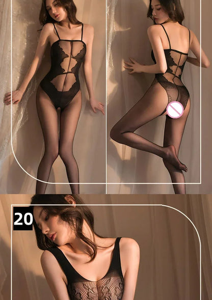 18 Style Sexy Bodystockings Bodysuit Sexy Women Erotic Babydoll Mesh Fishnet Full Body Stocking Stretch Open Crotch Tights