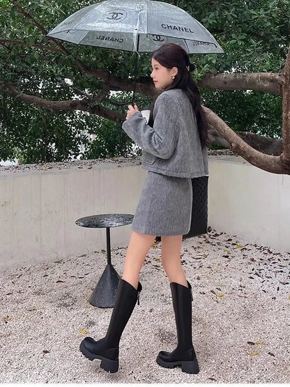 Real Soft Leather Boots 2025 Autumn And Winter New Knight Boots Height Increasing And Slimming Boots Thick Soled High Boots Long