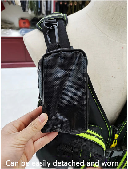 multi-functional life jacket vest for outdoor fishing, a must-have for safety. Multiple pockets for storage, buoyant materials