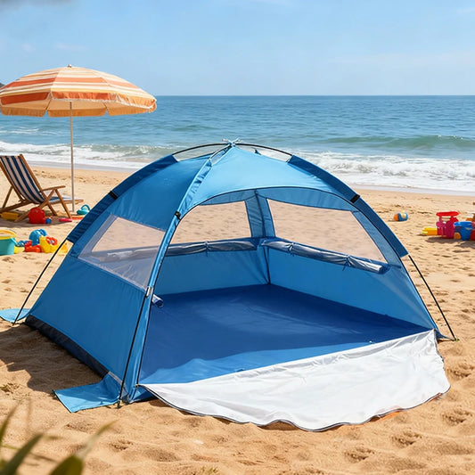 Beach Tent 2-3 Persons Pop Up Tent Automatic Quickly Open Outdoor Camping Tour  Portable Sun protection with Extended Mat