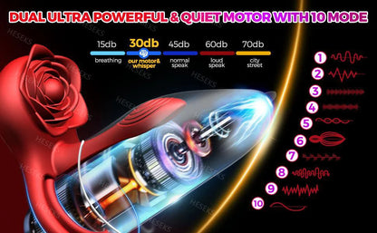 HESEKS Vibrating Cock Ring Penis Ring for Men Ejaculation Delay Rose Vibrator Clitoral Stimulator Penis Cockr Sex Toy for Couple