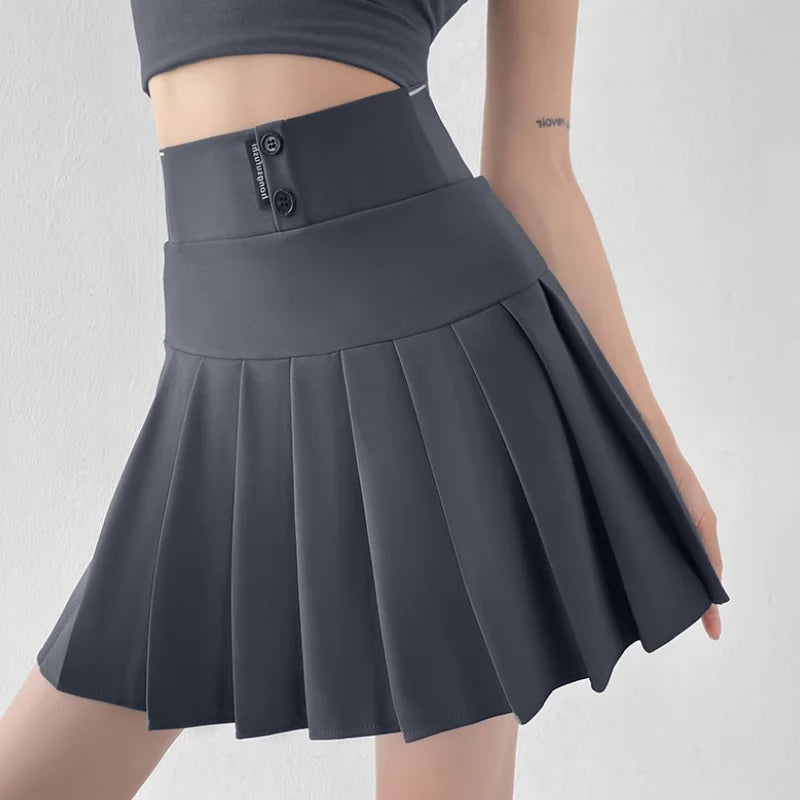 Mini Skirt Women Spring and Summer Original Letter Embroidery Elastic Waist Pleated Skirt A-line Skirt White Black