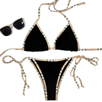 Luxury Brand Design Stripe Halter Bikini Women Swimwear Female Swimsuit Two Pieces Bikini Set Sexy Bathing Suit Swim Beach Wear