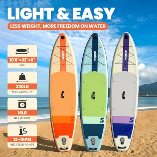 Inflatable Stand Up Paddle Board for adults and youth PVC material blue anti-slip EVA deck and wide stance for stability