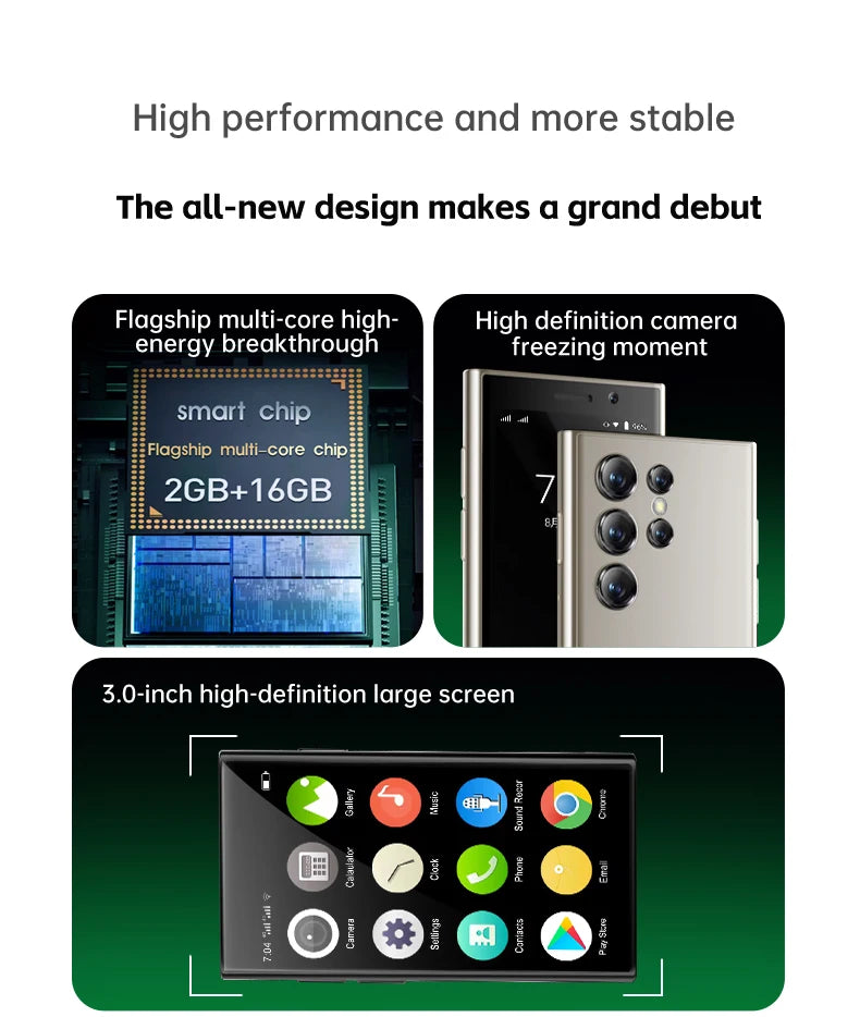 SERVO S26 Mini Smartphones Android 9.0 Dual SIM 3.0'' HD 900mAh WIFI Bluetooth 2GB+16GB Face Unlock 3G Small Mobile Phone Type-C