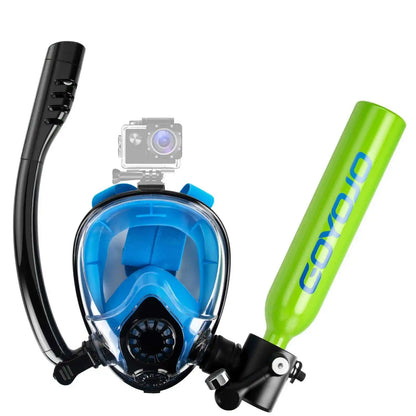 Mini Scuba Tank and Snorkel Mask Combo, 0.5L Scuba Gear with 6-10 Mins of Underwater Breathing, Underwater Breath System