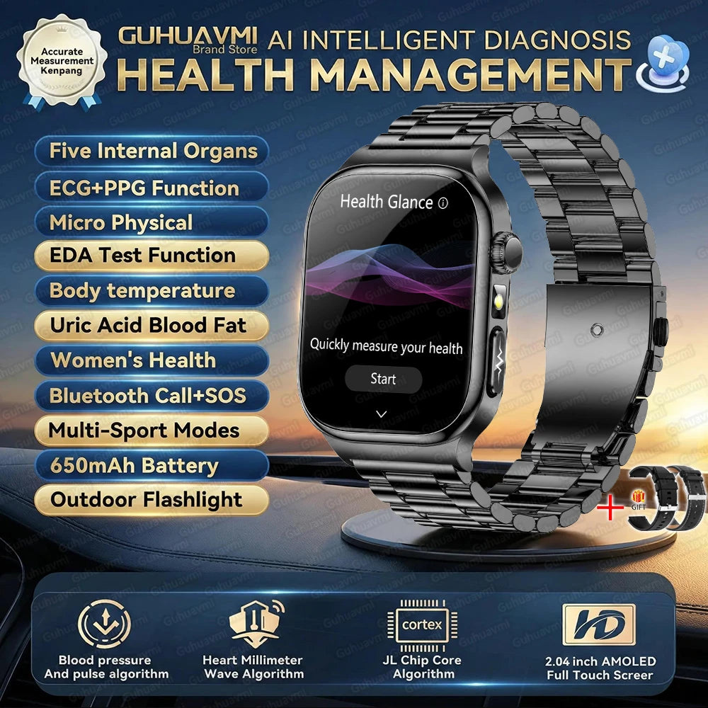 New Blood Lipids Uric Acid Blood pressure Smart Watch Men ECG+PPG Fitness Tracker Clock Heart Rate Bluetooth call Smart watches