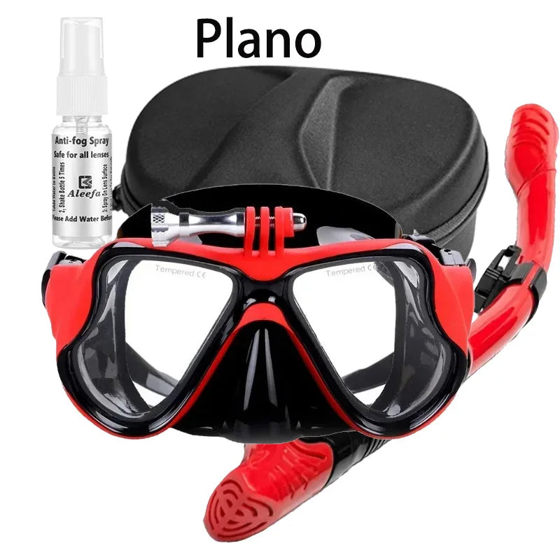 Myopia Snorkel & Dive Mask for Adults with Anti-Fog Spray ,Box,Dry Top Snorkel, Adjustable Strap Free Breathing Design