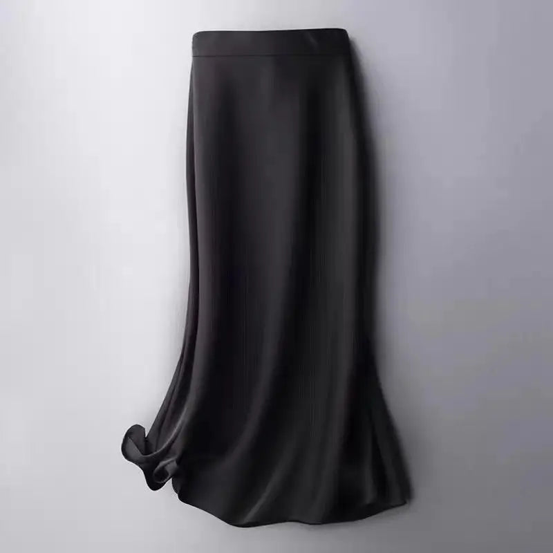Fashion Oversized Women Clothing Satin Skirts Summer Temperament Solid Color High Waist A-line Skirt Female Simplicity Skirt