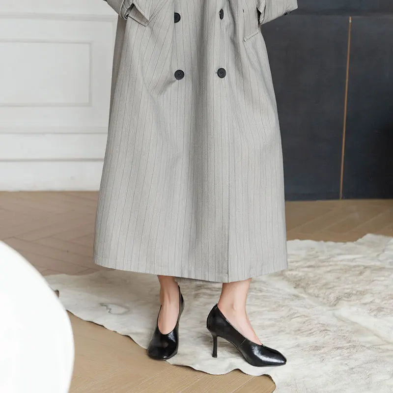 Woman Shoes Sexy Heeled For Retro Pumps French Style Leather Pumps Slip On European Spring High Heels Handmade Vintag Dress Pump