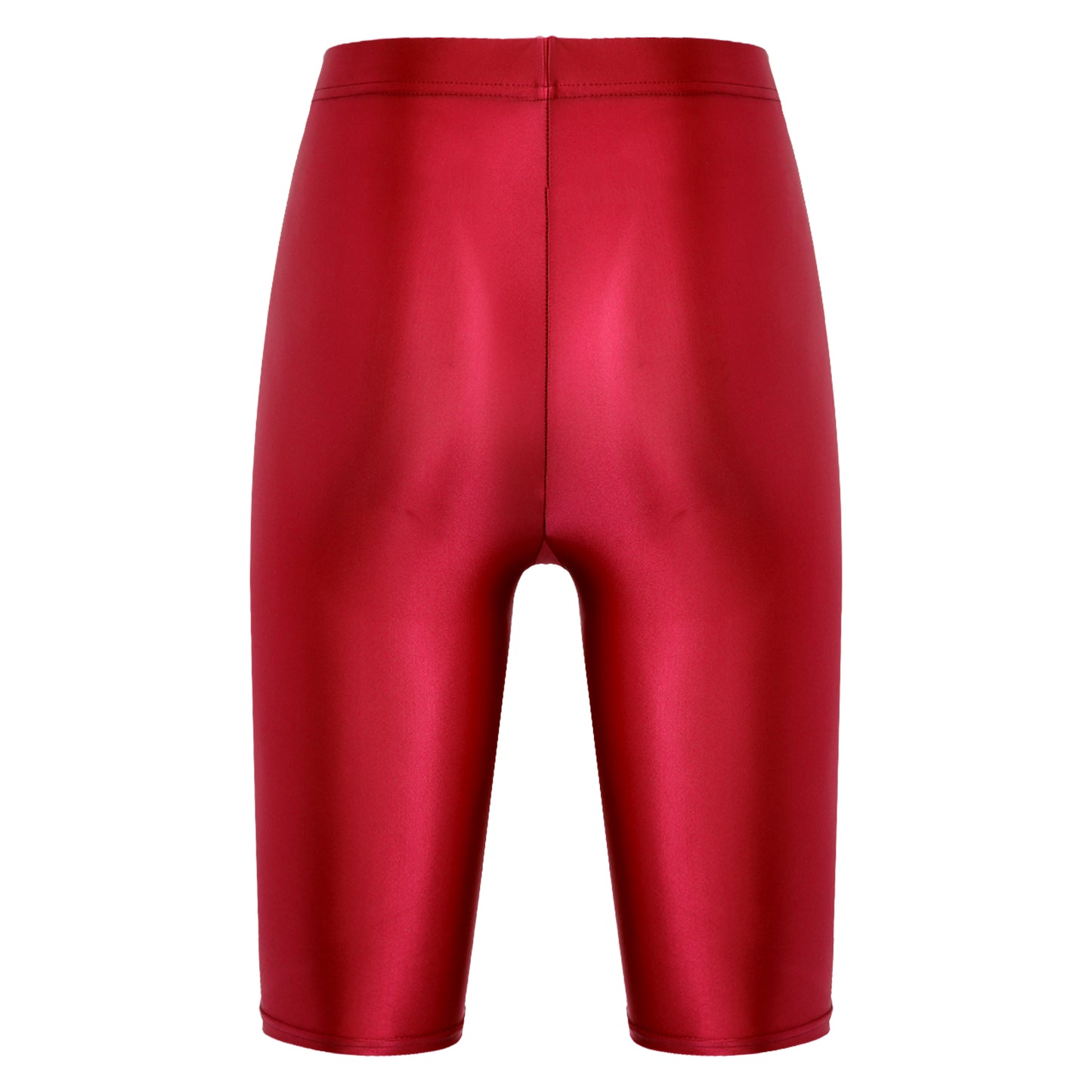 Women Glossy Shorts High Waist Fitness Short Leggings Oil Shiny Knee-Length Tights Swimming Trunks Female Workout Sports Bottoms